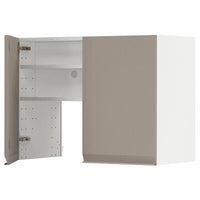 METOD - Wall cb f extr hood w shlf/door, white/Upplöv matt dark beige, 80x60 cm - best price from Maltashopper.com 59504409
