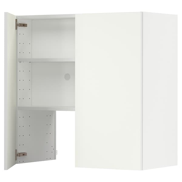 METOD - Wall cb f extr hood w shlf/door, white/Vallstena white, 80x80 cm - best price from Maltashopper.com 29507305