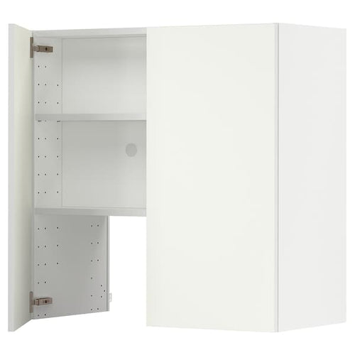 METOD - Wall cb f extr hood w shlf/door, white/Vallstena white, 80x80 cm