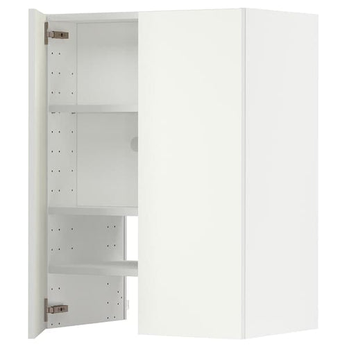 METOD - Wall cb f extr hood w shlf/door, white/Vallstena white, 60x80 cm