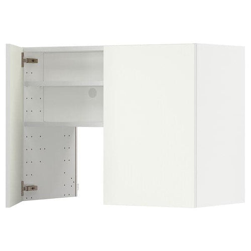 METOD - Wall cb f extr hood w shlf/door, white/Vallstena white, 80x60 cm