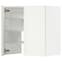 METOD wall cb f extr hood w shlf/door, white/Vallstena white, 60x60 cm