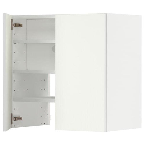 METOD - Wall cb f extr hood w shlf/door, white/Vallstena white, 60x60 cm