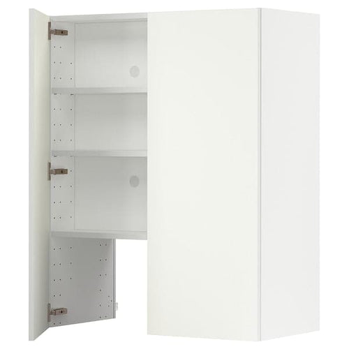 METOD - Wall cb f extr hood w shlf/door, white/Vallstena white, 80x100 cm