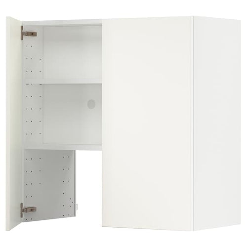 METOD - Wall cb f extr hood w shlf/door, white/Veddinge white, 80x80 cm
