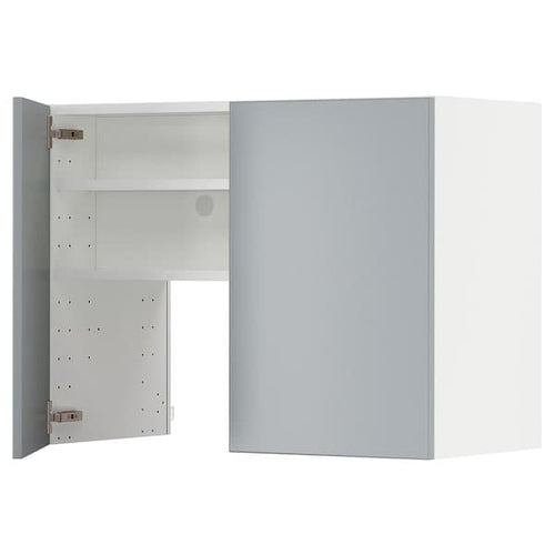METOD - Wall cb f extr hood w shlf/door, white/Veddinge grey, 80x60 cm