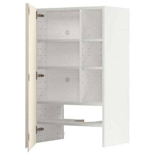 METOD - Wall cb f extr hood w shlf/door, white/Voxtorp high-gloss light beige, 60x100 cm