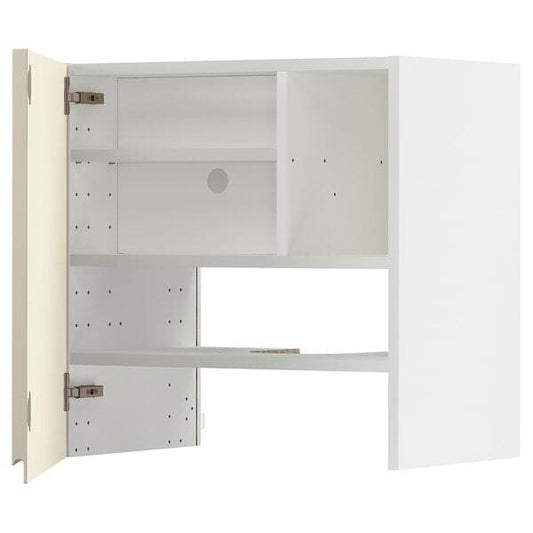 METOD - Wall cb f extr hood w shlf/door, white/Voxtorp high-gloss light beige , 60x60 cm - best price from Maltashopper.com 59505338