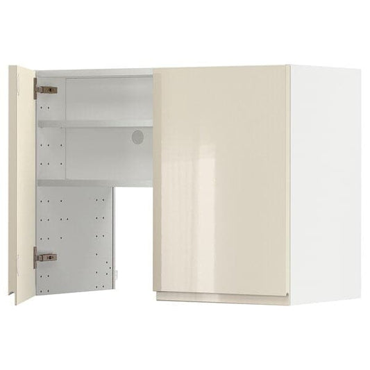 Ikea METOD - Wall cb f extr hood w shlf/door, white/Voxtorp high-gloss light beige, 80x60 cm