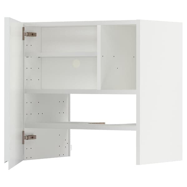 METOD - Wall cb f extr hood w shlf/door, white/Voxtorp matt white, 60x60 cm - best price from Maltashopper.com 19505340