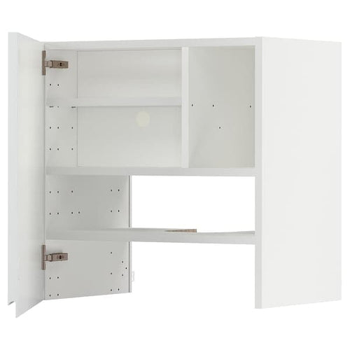 METOD - Wall cb f extr hood w shlf/door, white/Voxtorp matt white, 60x60 cm