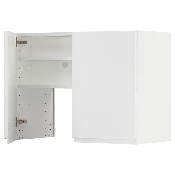METOD - METOD Wall cb f extr hood w shlf/door, white/Voxtorp matt white, 80x60 cm