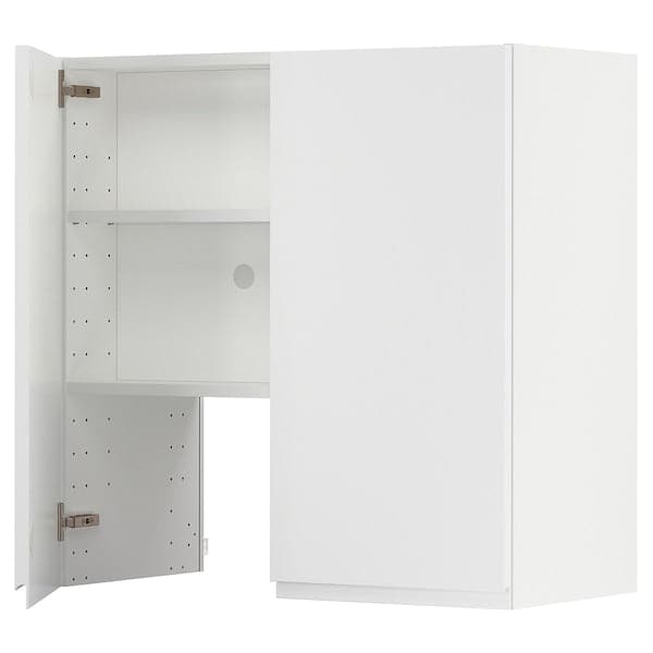 METOD - Wall cb f extr hood w shlf/door, white/Voxtorp matt white , 80x80 cm - best price from Maltashopper.com 49504363