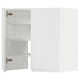 METOD wall cb f extr hood w shlf/door, white/Voxtorp matt white, 60x60 cm