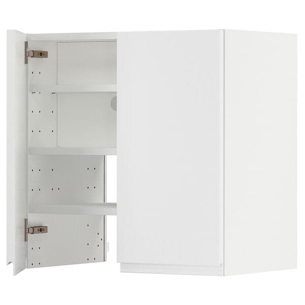 METOD - Wall cb f extr hood w shlf/door, white/Voxtorp matt white , 60x60 cm - best price from Maltashopper.com 79505276