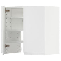 METOD wall cb f extr hood w shlf/door, white/Voxtorp matt white, 60x60 cm