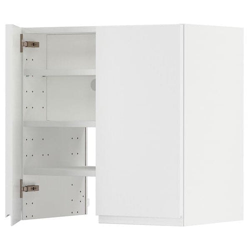 METOD - Wall cb f extr hood w shlf/door, white/Voxtorp matt white , 60x60 cm