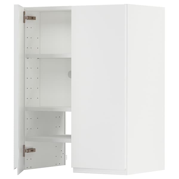 METOD - Wall cb f extr hood w shlf/door, white/Voxtorp matt white , 60x80 cm - best price from Maltashopper.com 89504549