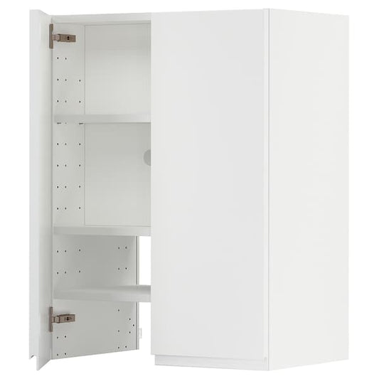 METOD - Wall cb f extr hood w shlf/door, white/Voxtorp matt white , 60x80 cm - best price from Maltashopper.com 89504549