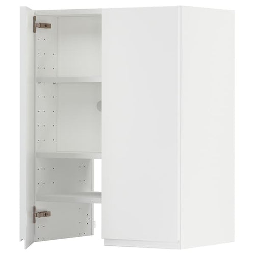 METOD - Wall cb f extr hood w shlf/door, white/Voxtorp matt white , 60x80 cm