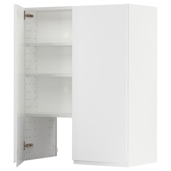 METOD - Wall cb f extr hood w shlf/door, white/Voxtorp matt white, 80x100 cm - best price from Maltashopper.com 09504303