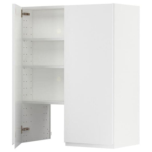 METOD - Wall cb f extr hood w shlf/door, white/Voxtorp matt white, 80x100 cm - best price from Maltashopper.com 09504303