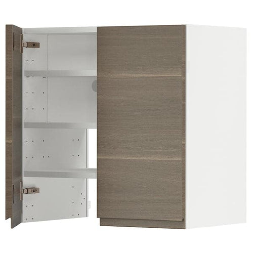 METOD - Hood wall unit with shelf/door, white/Voxtorp walnut effect, , 60x60 cm
