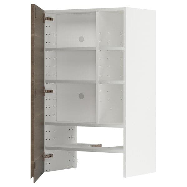 METOD - Hood wall unit with shelf/door, white/Voxtorp walnut effect, , 60x100 cm - best price from Maltashopper.com 69504239