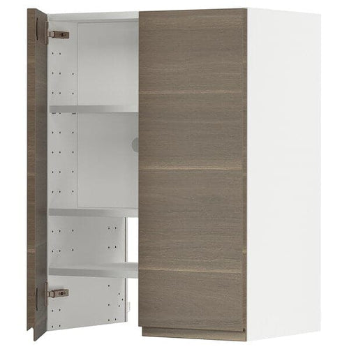 METOD - Hood wall unit with shelf/door, white/Voxtorp walnut effect, , 60x80 cm