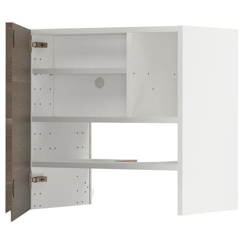 METOD - Hood wall unit with shelf/door, white/Voxtorp walnut effect, , 60x60 cm