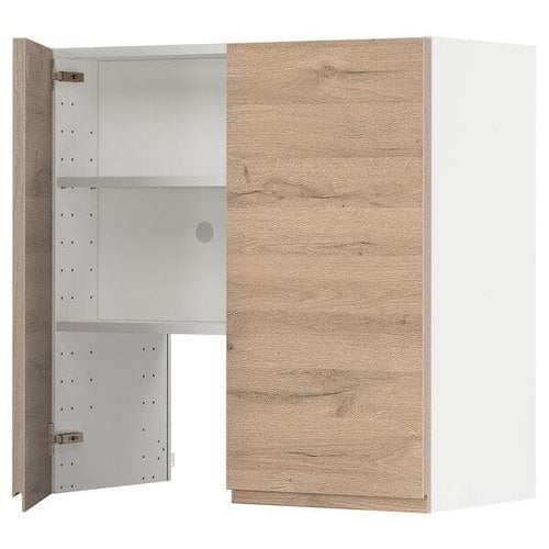 METOD - Hood wall unit with shelf/door, white/Voxtorp oak effect, , 80x80 cm