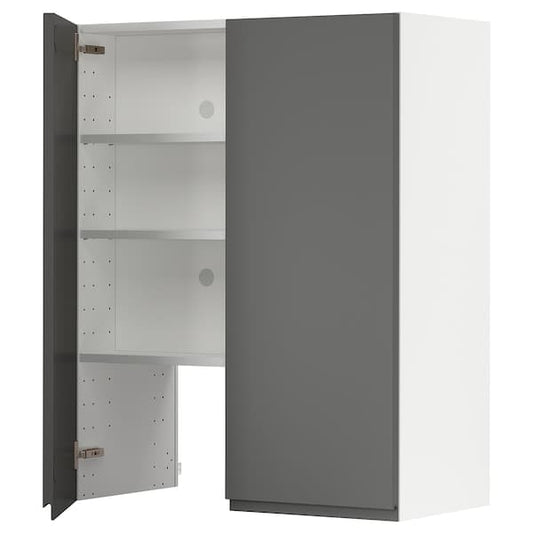 METOD - Wall cb f extr hood w shlf/door, white/Voxtorp dark grey , 80x100 cm - best price from Maltashopper.com 29504298