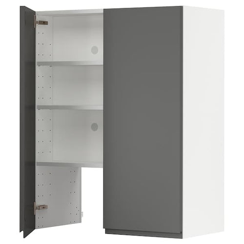 METOD - Wall cb f extr hood w shlf/door, white/Voxtorp dark grey , 80x100 cm
