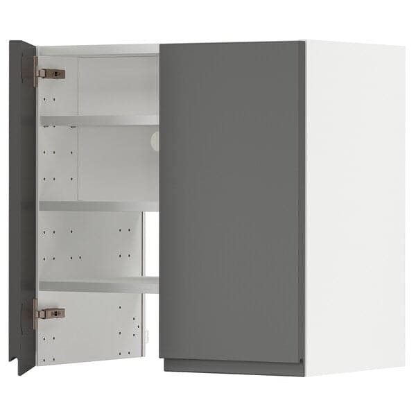 METOD - Wall cb f extr hood w shlf/door, white/Voxtorp dark grey, 60x60 cm - best price from Maltashopper.com 49505273