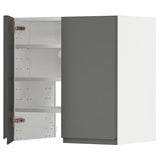 METOD wall cb f extr hood w shlf/door, white/Voxtorp dark grey, 60x60 cm