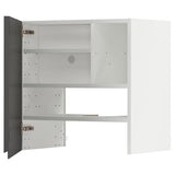METOD wall cb f extr hood w shlf/door, white/Voxtorp dark grey, 60x60 cm