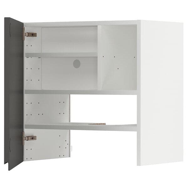 METOD - Wall cb f extr hood w shlf/door, white/Voxtorp dark grey, 60x60 cm - best price from Maltashopper.com 79505337