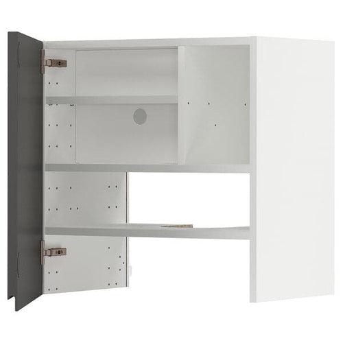 METOD - Wall cb f extr hood w shlf/door, white/Voxtorp dark grey, 60x60 cm