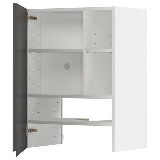 METOD - Wall cb f extr hood w shlf/door, white/Voxtorp dark grey , 60x80 cm - best price from Maltashopper.com 89504479