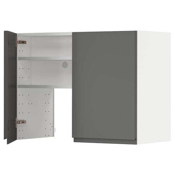 METOD - Wall cb f extr hood w shlf/door, white/Voxtorp dark grey , 80x60 cm - best price from Maltashopper.com 99504412