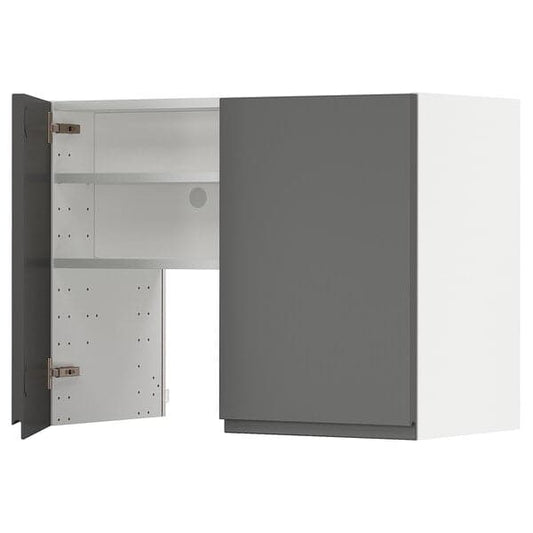 Ikea METOD - Wall cb f extr hood w shlf/door, white/Voxtorp dark grey , 80x60 cm
