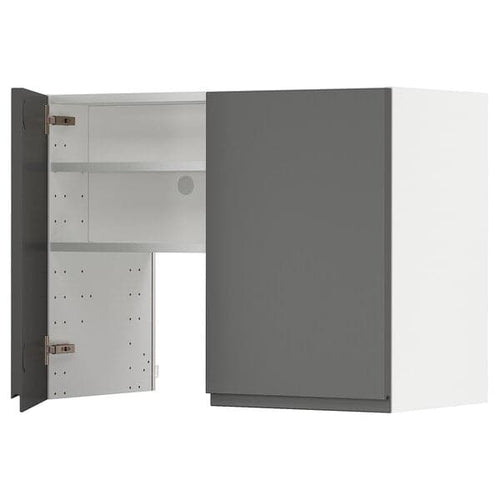 METOD - Wall cb f extr hood w shlf/door, white/Voxtorp dark grey , 80x60 cm
