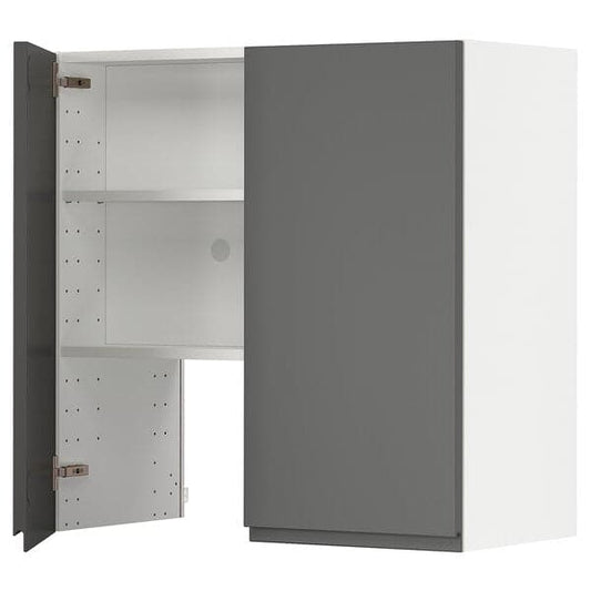 METOD - Wall cb f extr hood w shlf/door, white/Voxtorp dark grey, 80x80 cm - best price from Maltashopper.com 09504360