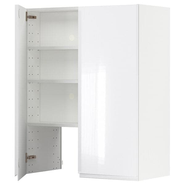 METOD - Wall cb f extr hood w shlf/door, white/Voxtorp high-gloss/white, 80x100 cm - best price from Maltashopper.com 29504302