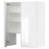 METOD wall cb f extr hood w shlf/door, white/Voxtorp high-gloss/white, 80x100 cm