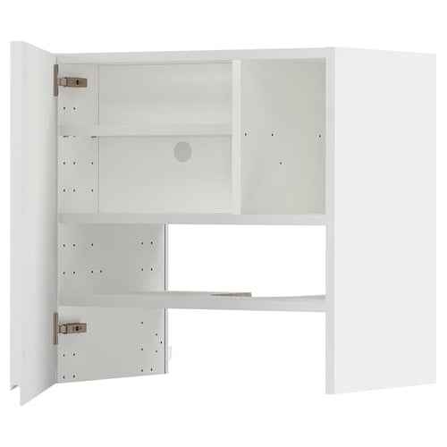 METOD - Wall cb f extr hood w shlf/door, white/Voxtorp high-gloss/white, 60x60 cm