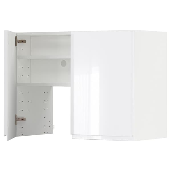 METOD - Wall cb f extr hood w shlf/door, white/Voxtorp high-gloss/white, 80x60 cm - best price from Maltashopper.com 59504414