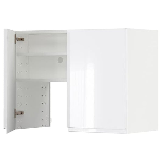 METOD - Wall cb f extr hood w shlf/door, white/Voxtorp high-gloss/white, 80x60 cm - best price from Maltashopper.com 59504414