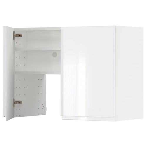 METOD - Wall cb f extr hood w shlf/door, white/Voxtorp high-gloss/white, 80x60 cm