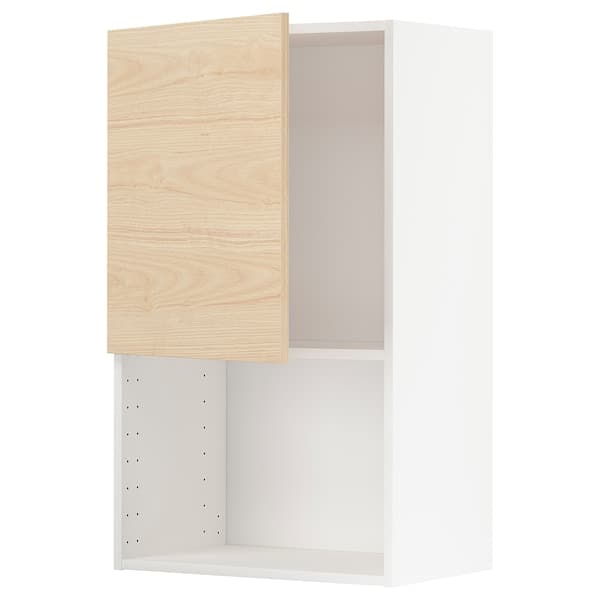 METOD - METOD Wall cabinet for microwave oven, white/Askersund light ash effect, 60x100 cm